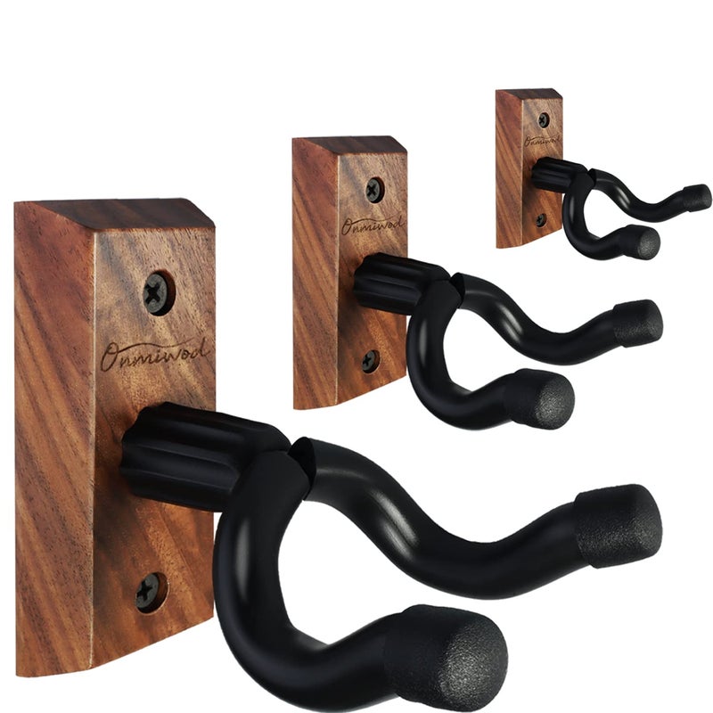 Onmiwod Guitar Wall Mount 3 Pack  Black Walnut Wood Guitar Hanger  U-Shaped Guitar Wall Hanger Mount  Guitar Holder Hook Stand Wall for Acoustic  Electric Guitar  Banjo  Bass  for Guitar Player Men Boy - Image 1